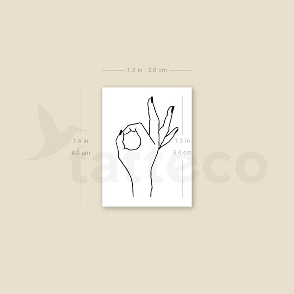 OK Gesture Temporary Tattoo - Set of 3