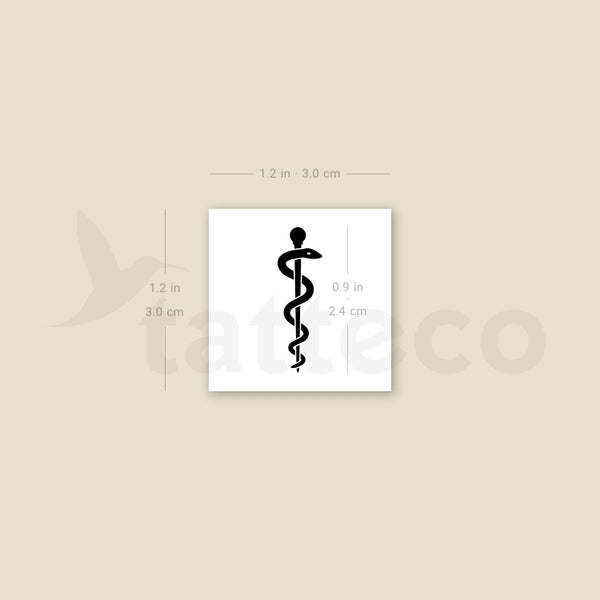 Rod Of Asclepius Temporary Tattoo - Set of 3