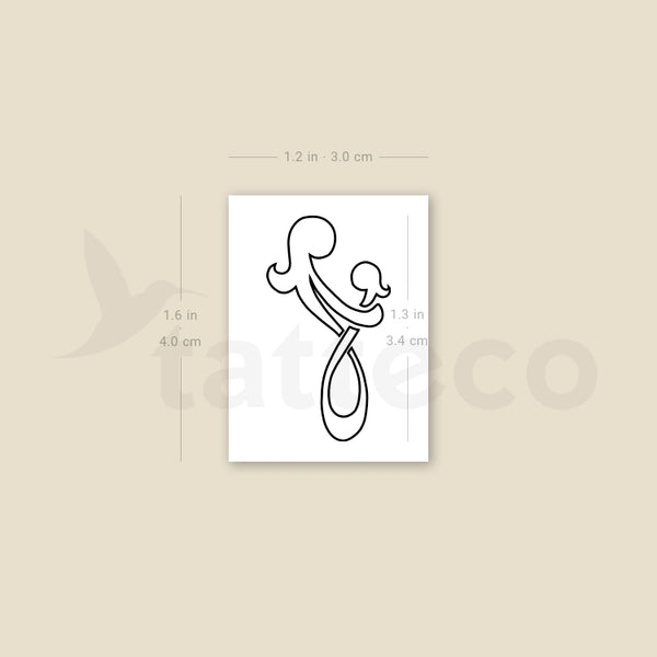 Mother And Daughter Symbol Outline Temporary Tattoo - Set of 3