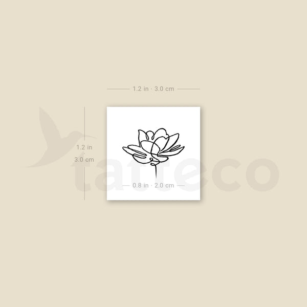 Continuous Line Lotus Temporary Tattoo - Set of 3