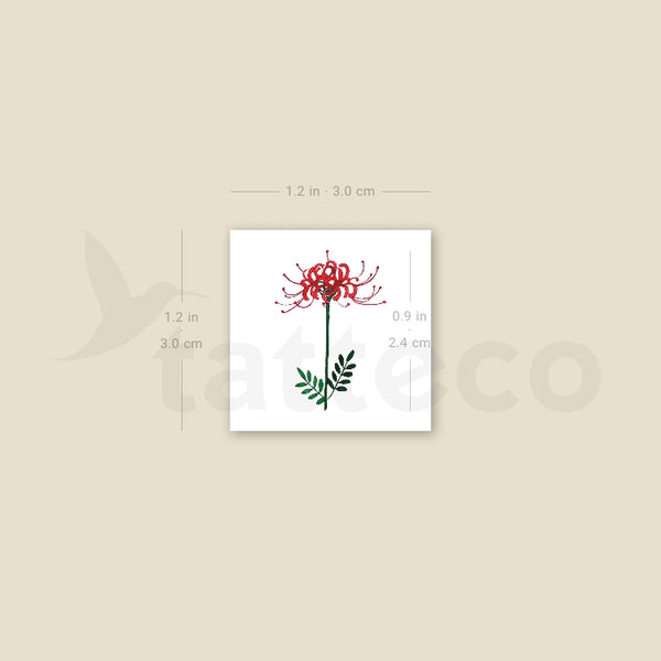 Small Red Spider Lily By Zihee Temporary Tattoo - Set of 3