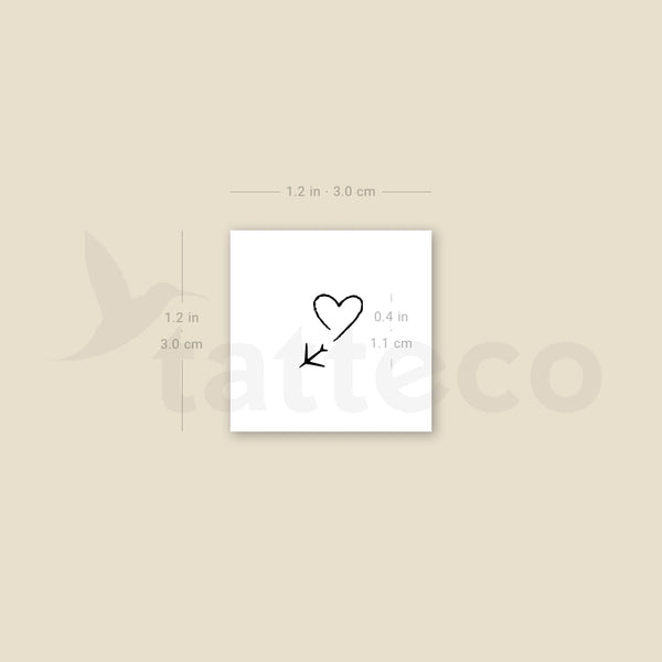 Tiny Airplane And Heart Temporary Tattoo - Set of 3