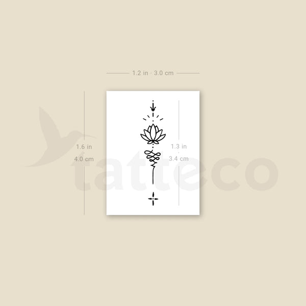 Ornamental Lotus Unalome Temporary Tattoo - Set of 3