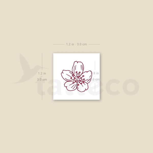 Cherry Blossom Outline Temporary Tattoo - Set of 3