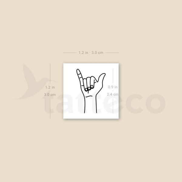 Sign Language Y Temporary Tattoo - Set of 3