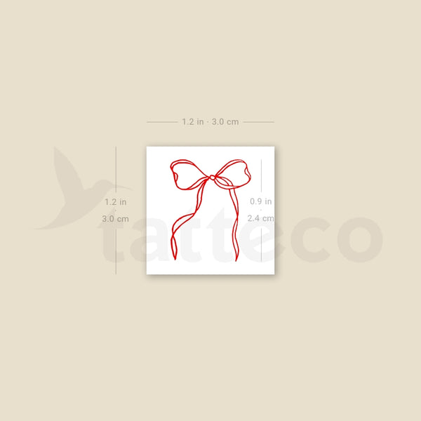 Red Ribbon Bow Temporary Tattoo - Set of 3