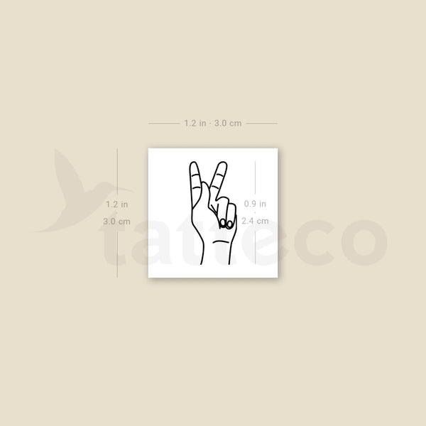 Sign Language K Temporary Tattoo - Set of 3