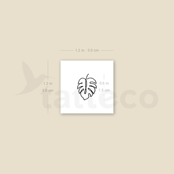 Fine Line Monstera Leaf Temporary Tattoo - Set of 3