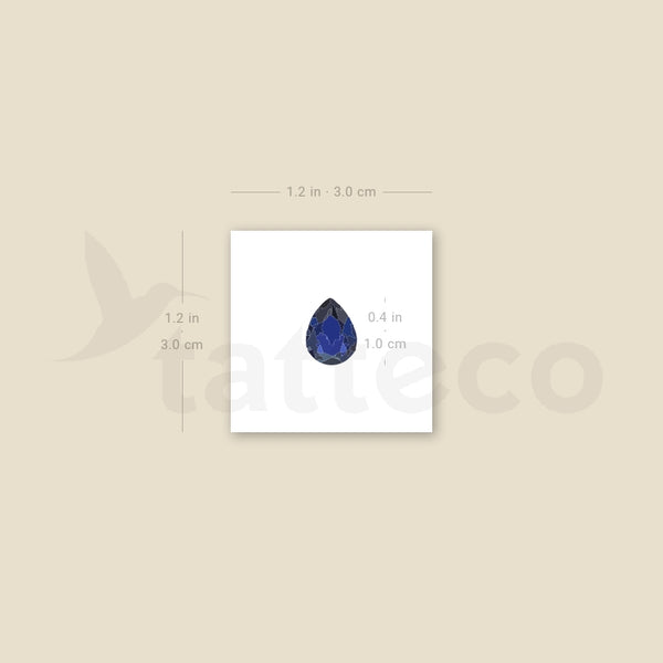 Sapphire Blue Pear Cut Temporary Tattoo - Set of 3