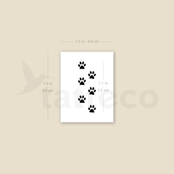 Six Tiny Paw Print Temporary Tattoo - Set of 3