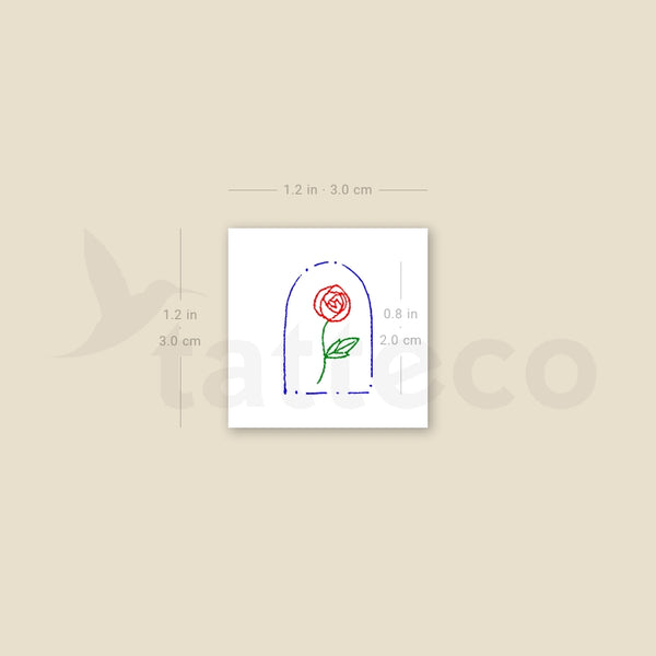 Minimalist Rose In A Glass Dome Temporary Tattoo - Set of 3