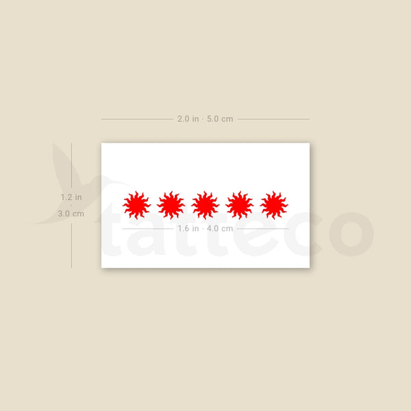 Five Red Suns Temporary Tattoo - Set of 3