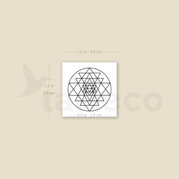 Small Sri Yantra Temporary Tattoo - Set of 3