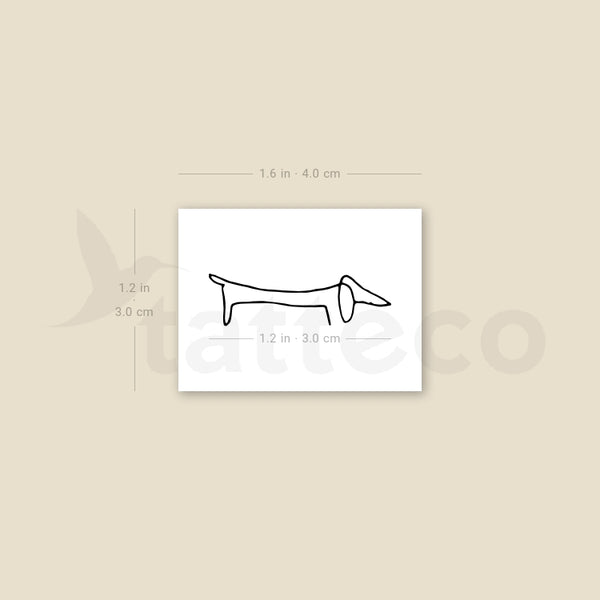 Fine Line Dachshund Temporary Tattoo - Set of 3