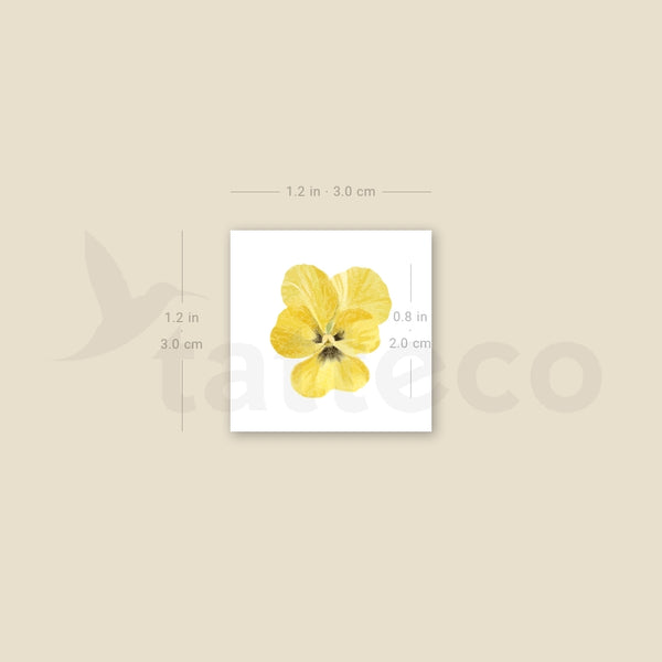 Yellow Pansy Temporary Tattoo - Set of 3