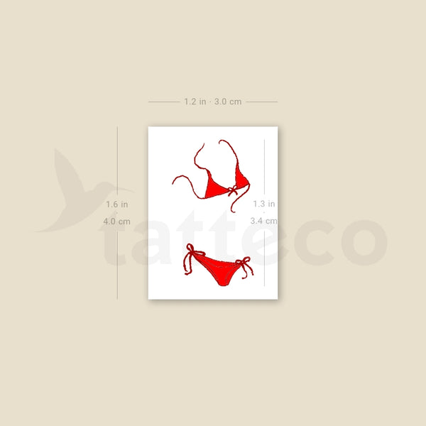 Red Bikini Temporary Tattoo - Set of 3