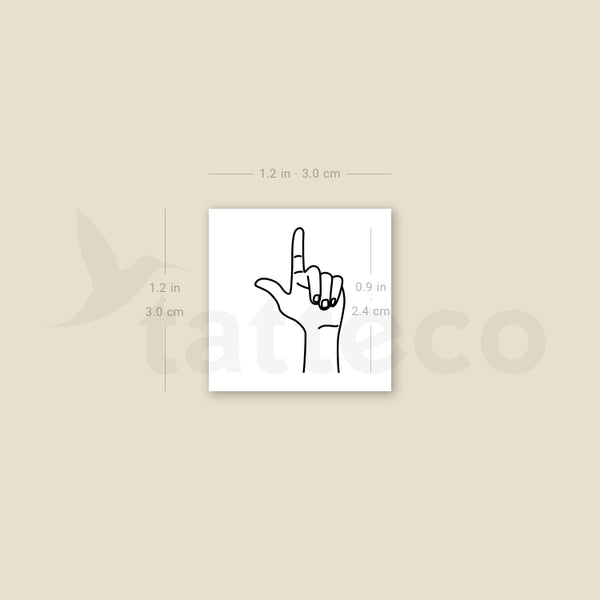 Sign Language L Temporary Tattoo - Set of 3