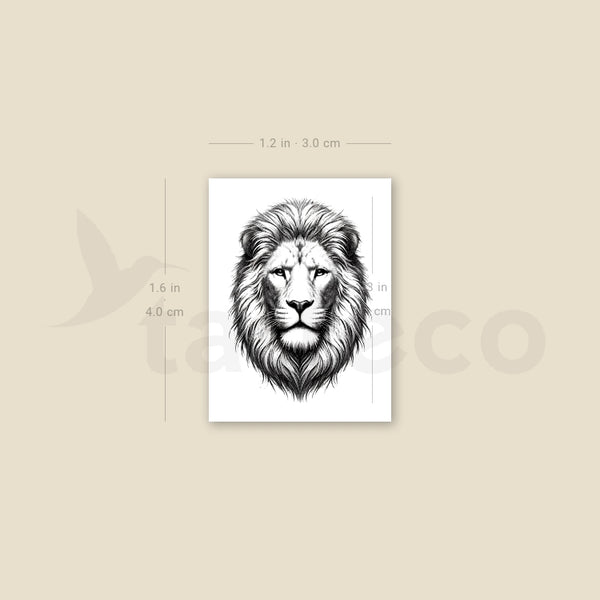 Black And Grey Lion Portrait Temporary Tattoo - Set of 3