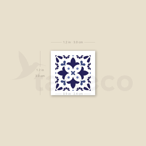 Small Portuguese Tile Temporary Tattoo - Set of 3