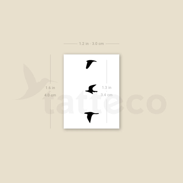 3 Small Flying Birds Temporary Tattoo - Set of 3