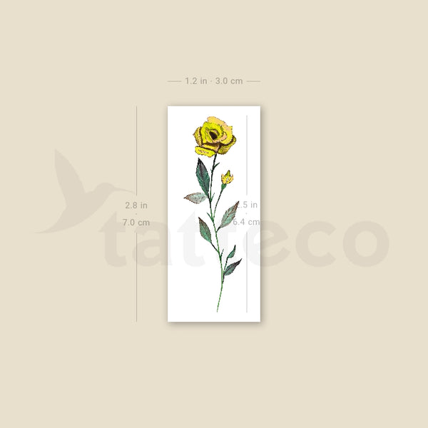 Yellow Rose By Lena Fedchenko Temporary Tattoo - Set of 3