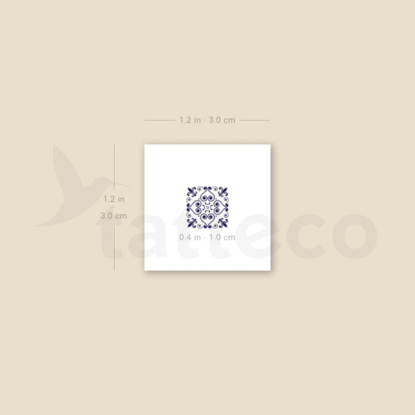 Tiny Portuguese Tile Temporary Tattoo - Set of 3