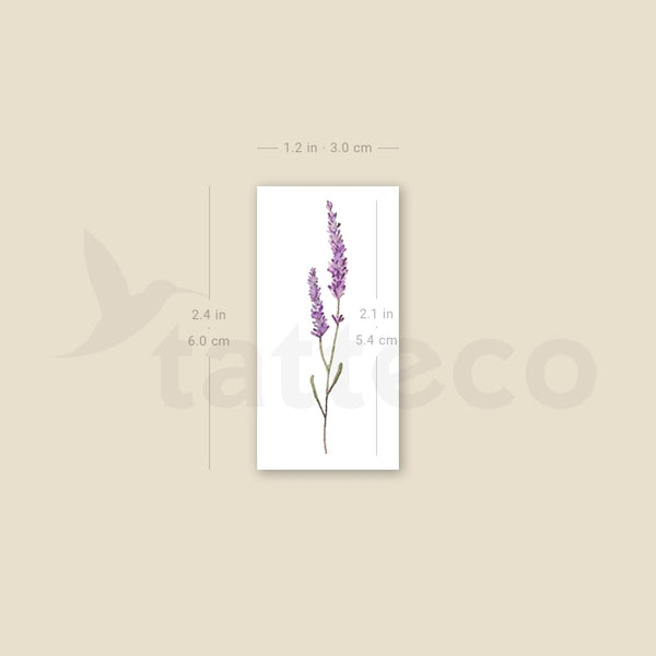 Watercolor Lavender Temporary Tattoo - Set of 3