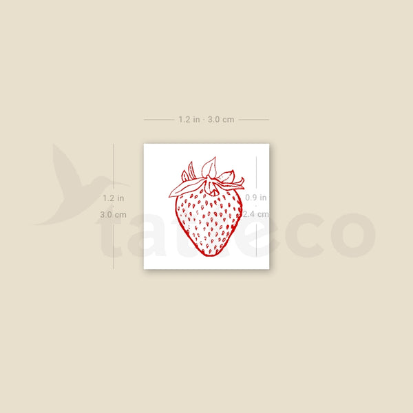 Red Strawberry Temporary Tattoo - Set of 3