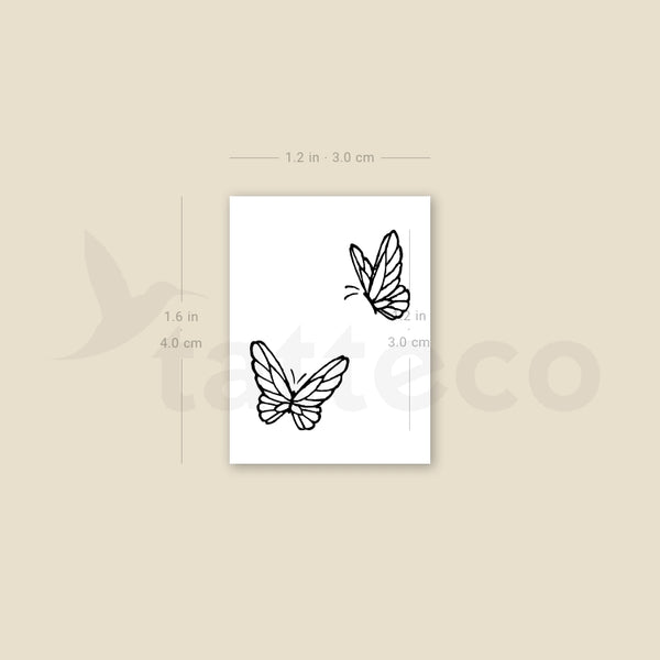 Delicate Butterfly Duo Temporary Tattoo - Set of 3