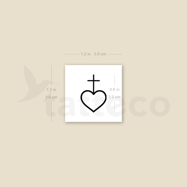 Heart And Cross Temporary Tattoo - Set of 3