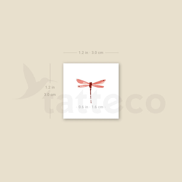 Red Watercolor Dragonfly Temporary Tattoo - Set of 3