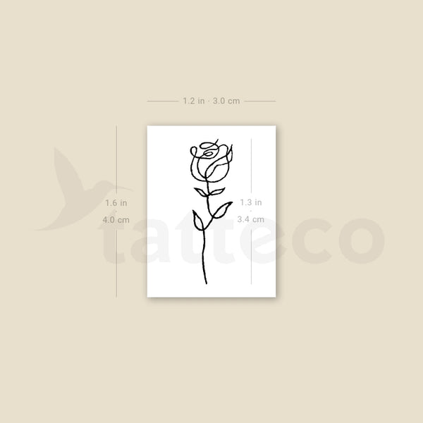 Single Line Rose Temporary Tattoo - Set of 3