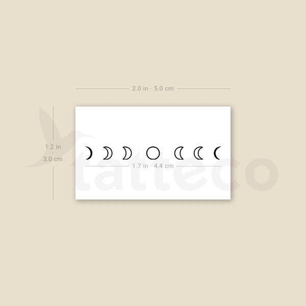 Fine Line Moon Phases Temporary Tattoo - Set of 3