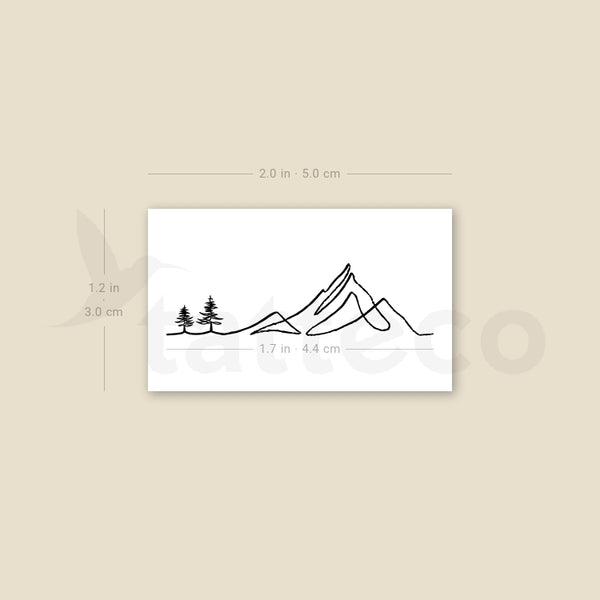 Mountain Lone Pine Trees Temporary Tattoo - Set of 3