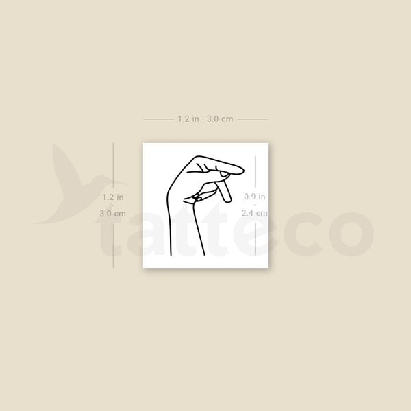 Sign Language P Temporary Tattoo - Set of 3