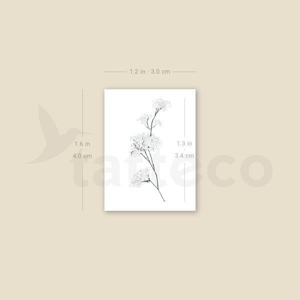 Small Watercolor Baby's Breath Temporary Tattoo - Set of 3