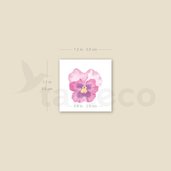 Pink Pansy Temporary Tattoo - Set of 3