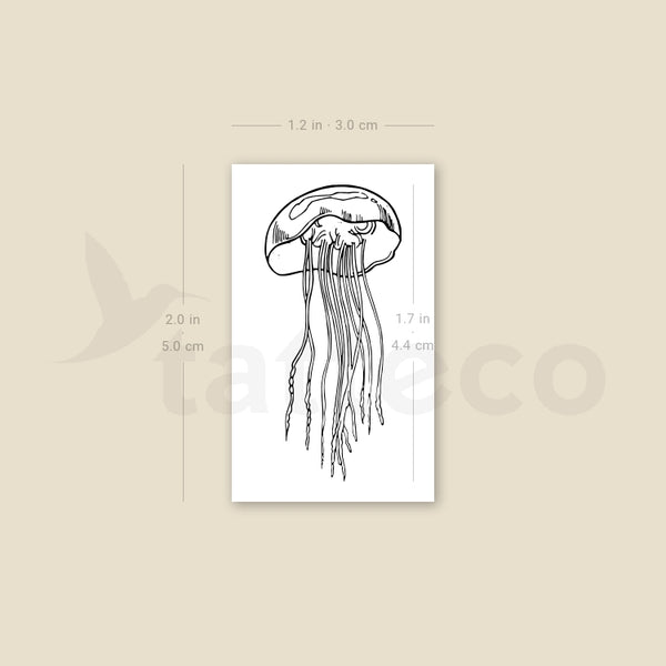 Fine Line Jellyfish Temporary Tattoo - Set of 3