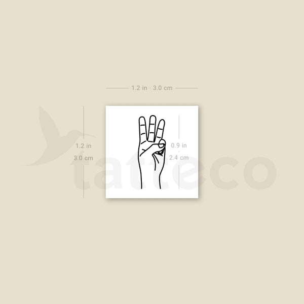 Sign Language W Temporary Tattoo - Set of 3