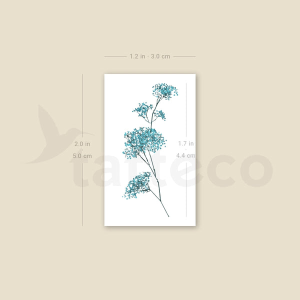 Blue Baby's Breath Temporary Tattoo - Set of 3