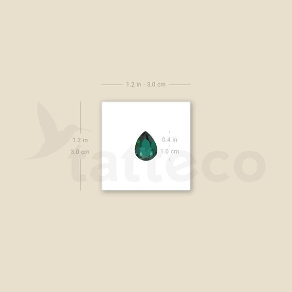Emerald Green Pear Cut Temporary Tattoo - Set of 3