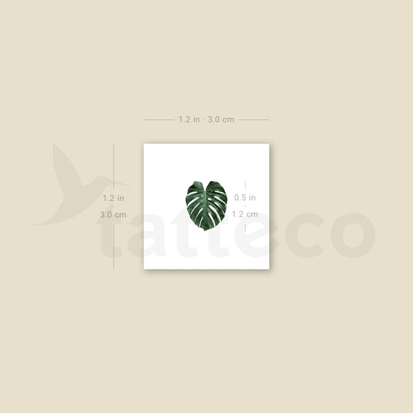 Tiny Monstera Leaf Temporary Tattoo - Set of 3