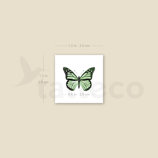 Green Butterfly Temporary Tattoo - Set of 3