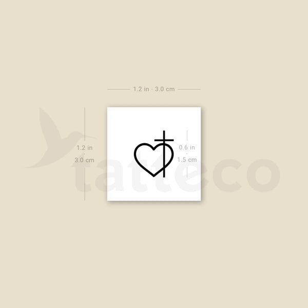 Little Cross Heart Temporary Tattoo - Set of 3