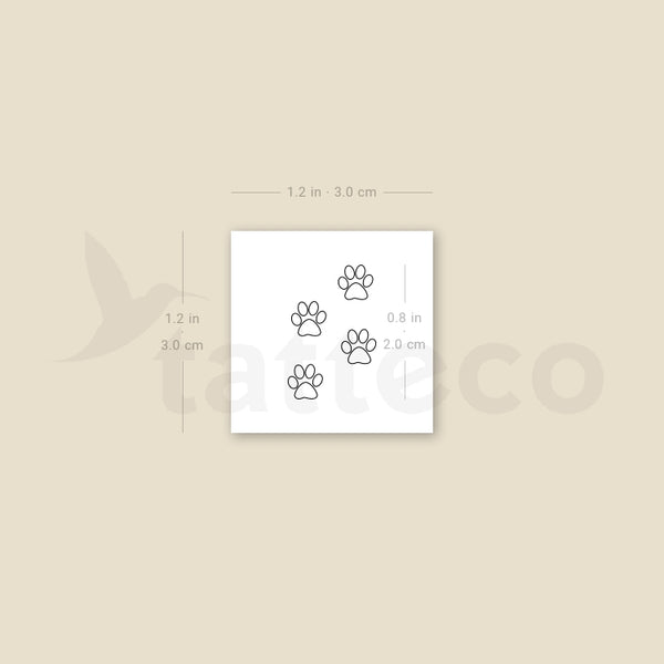 Paw Print Outlines Temporary Tattoo - Set of 3