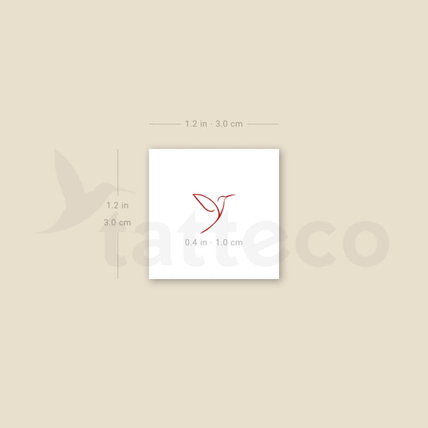 Tiny Red Hummingbird Temporary Tattoo - Set of 3