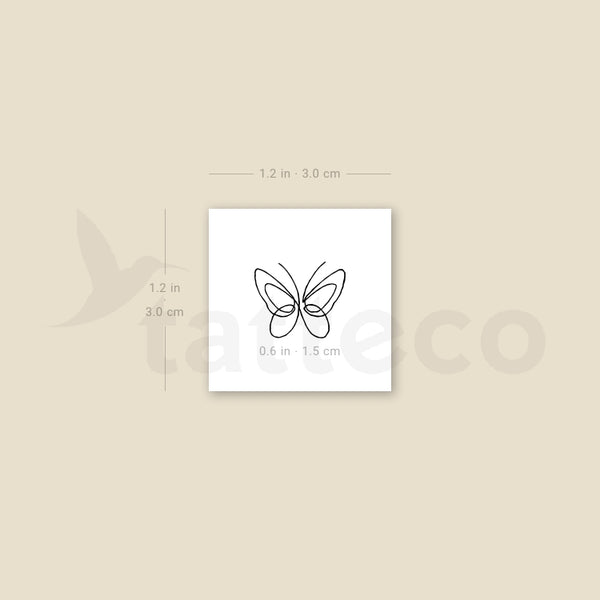 Little Single Line Butterfly Temporary Tattoo - Set of 3