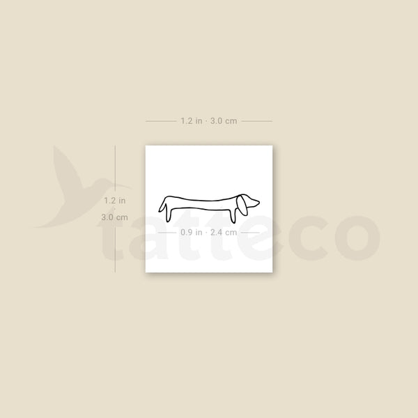 Minimalist Dachshund Temporary Tattoo - Set of 3