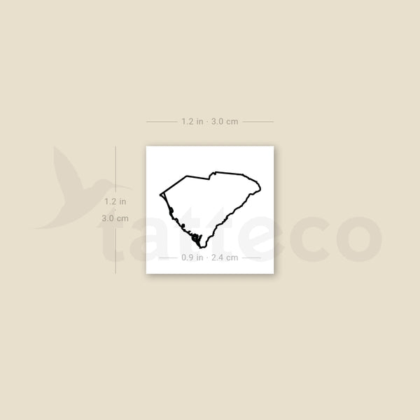 South Carolina Map Outline Temporary Tattoo - Set of 3