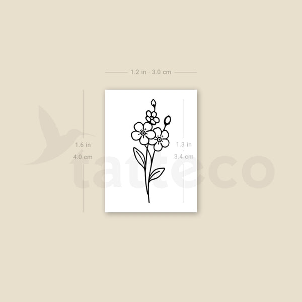 Small Fine Line Forget-me-not Temporary Tattoo - Set of 3